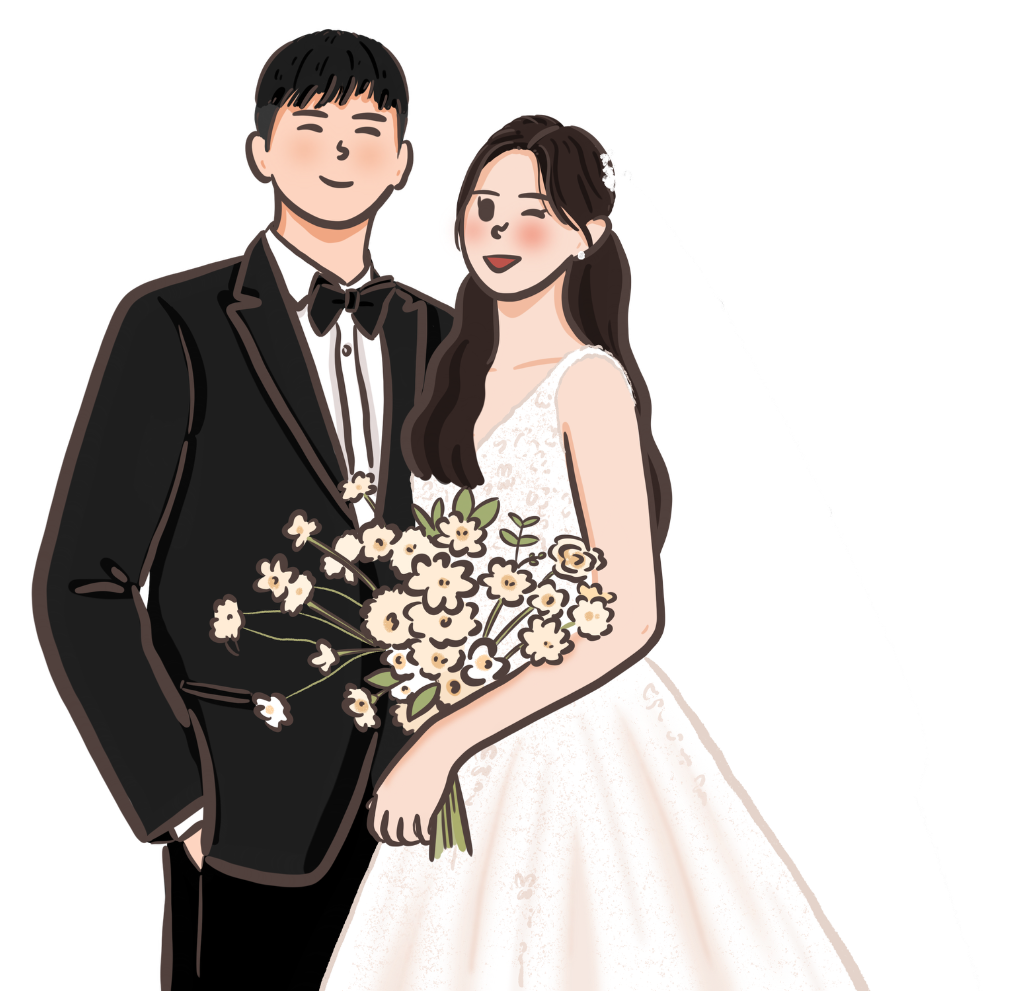 花漾 A 字裙婚紗插畫