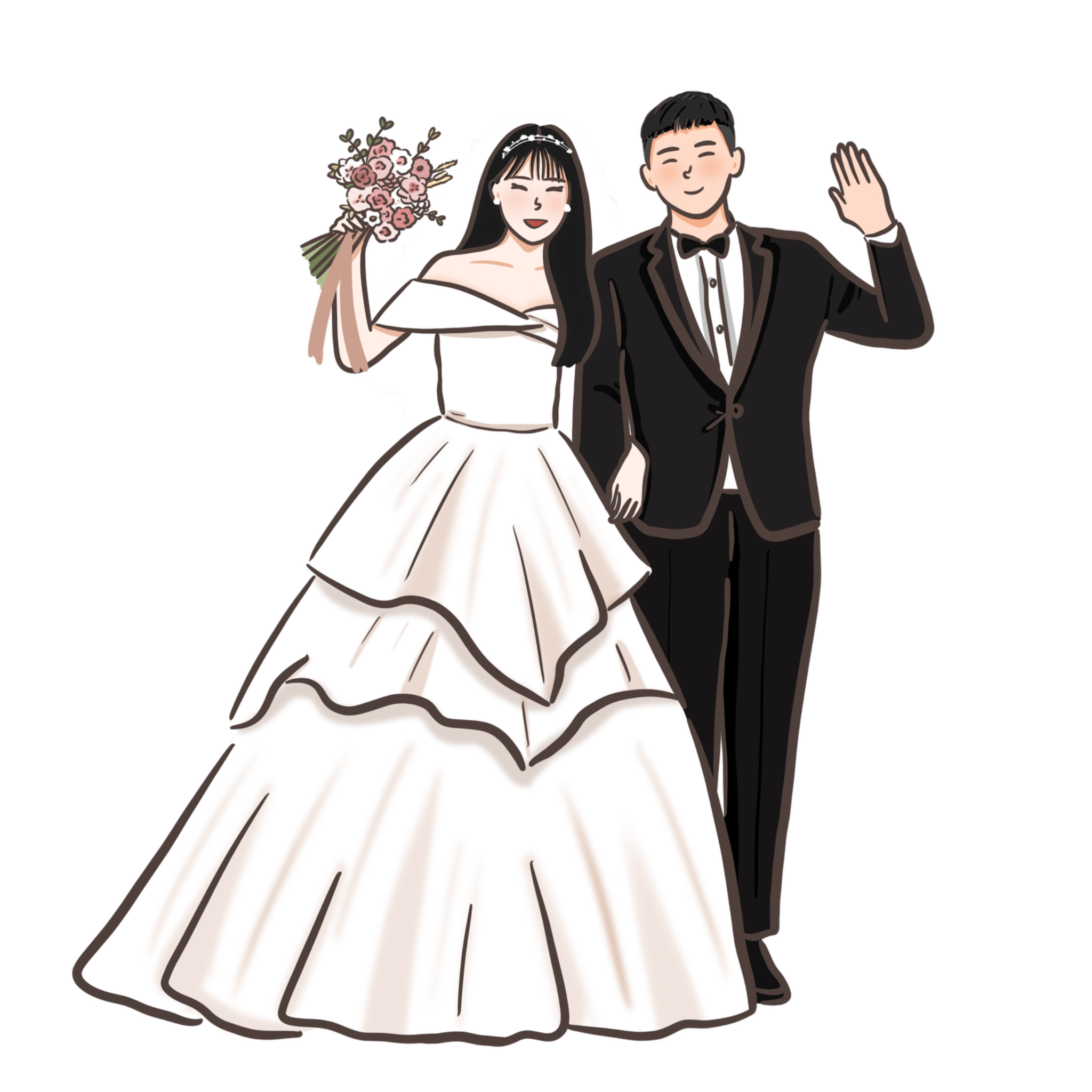 層次蛋糕裙婚紗插畫