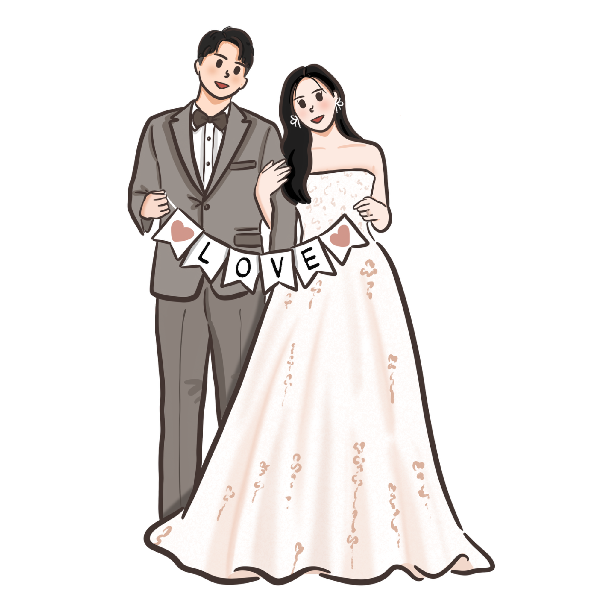 心語蕾絲裙婚紗插畫