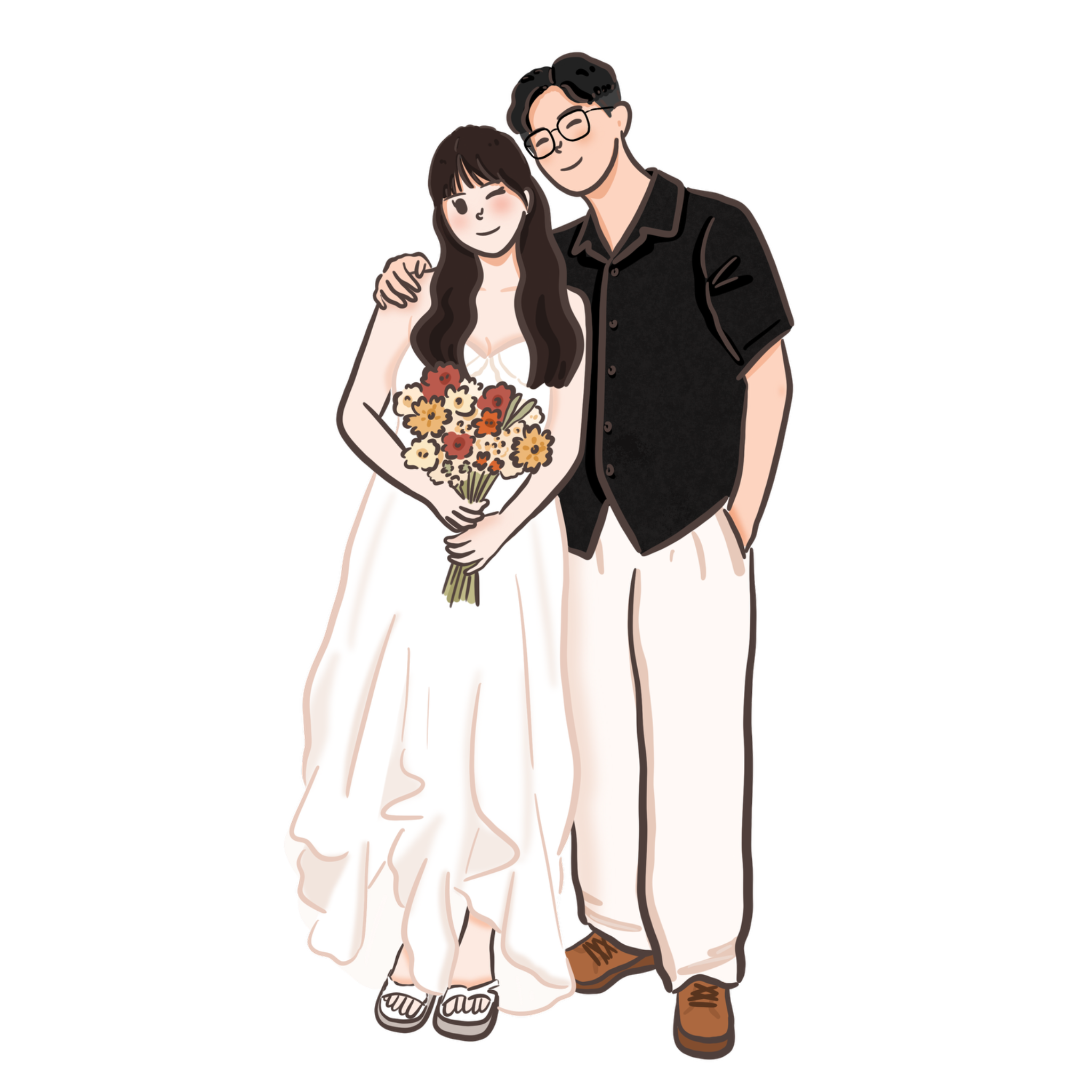 微風細肩裙婚紗插畫