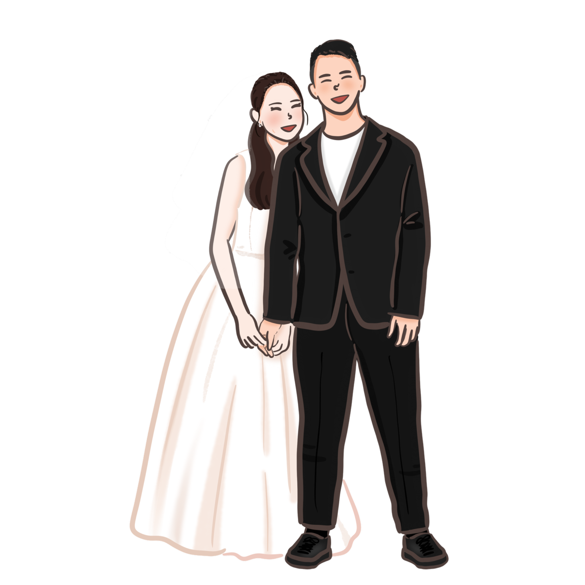 晨霧簡約裙婚紗插畫