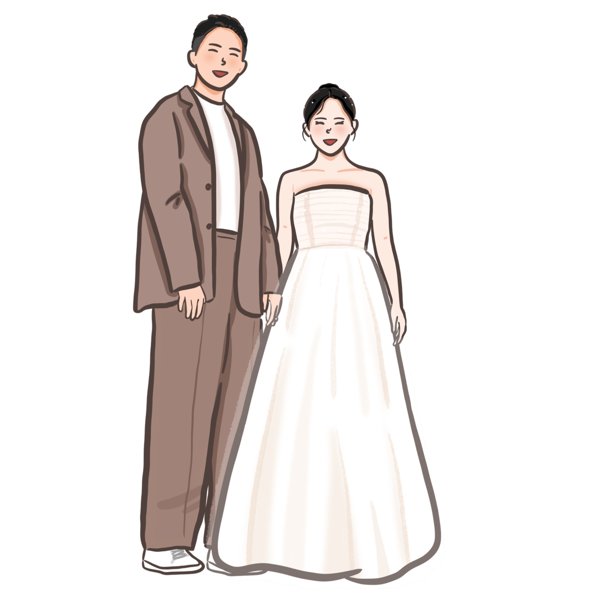 輕柔平口長裙婚紗插畫