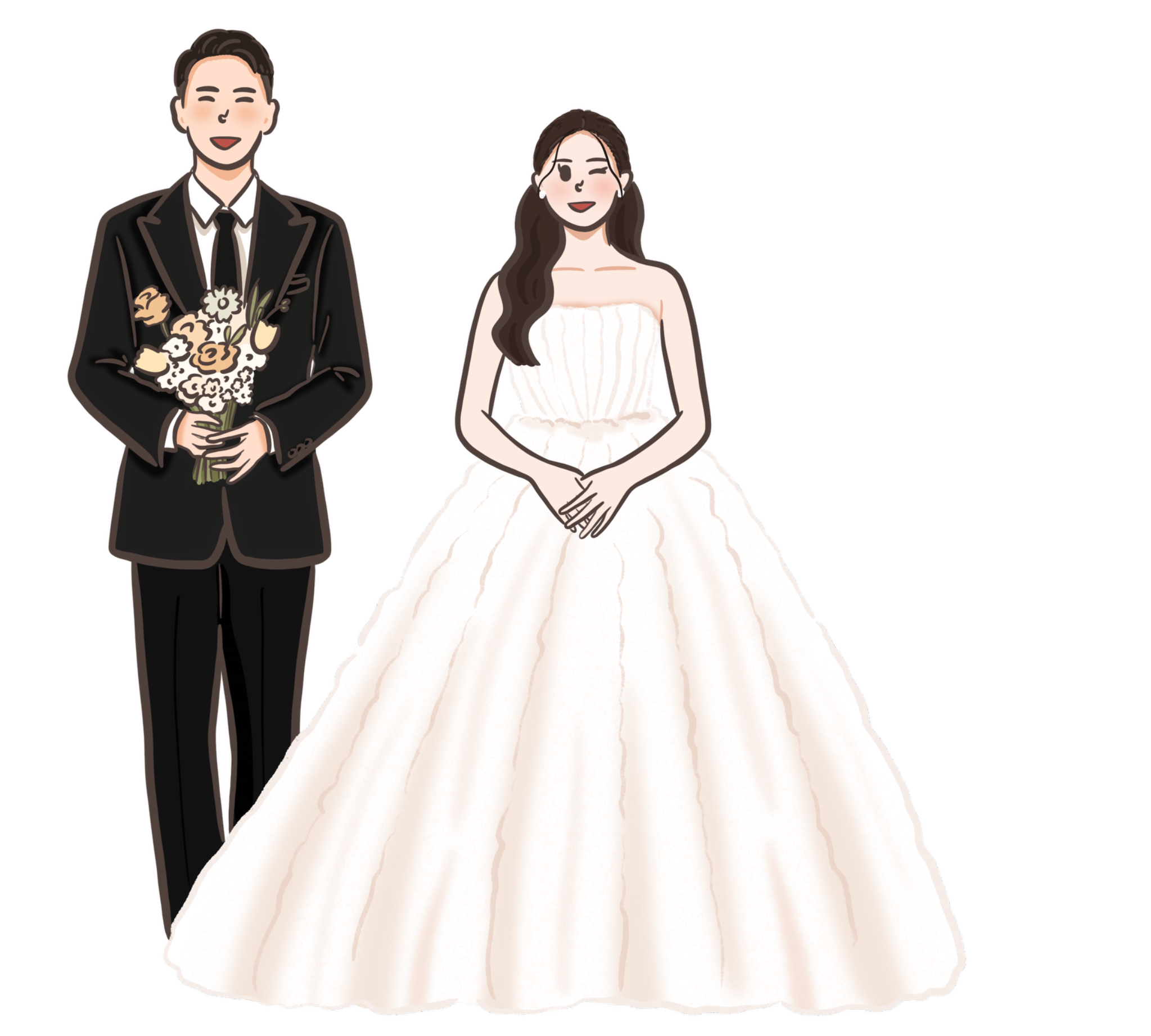 經典平口蓬裙婚紗插畫