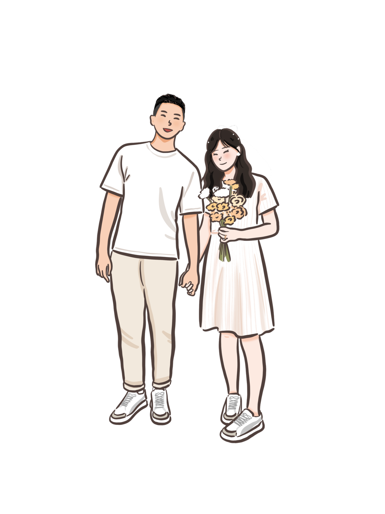 日常白紗短洋裝婚紗插畫